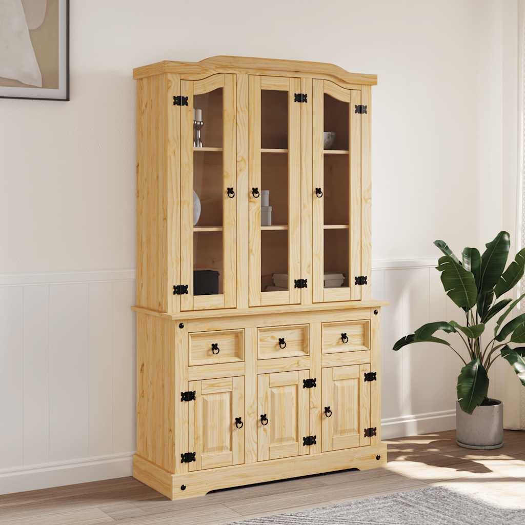Βιτρίνα Corona Καφέ 112x43x196εκ. Μασίφ Ξύλο Μεξικάνικου Πεύκου