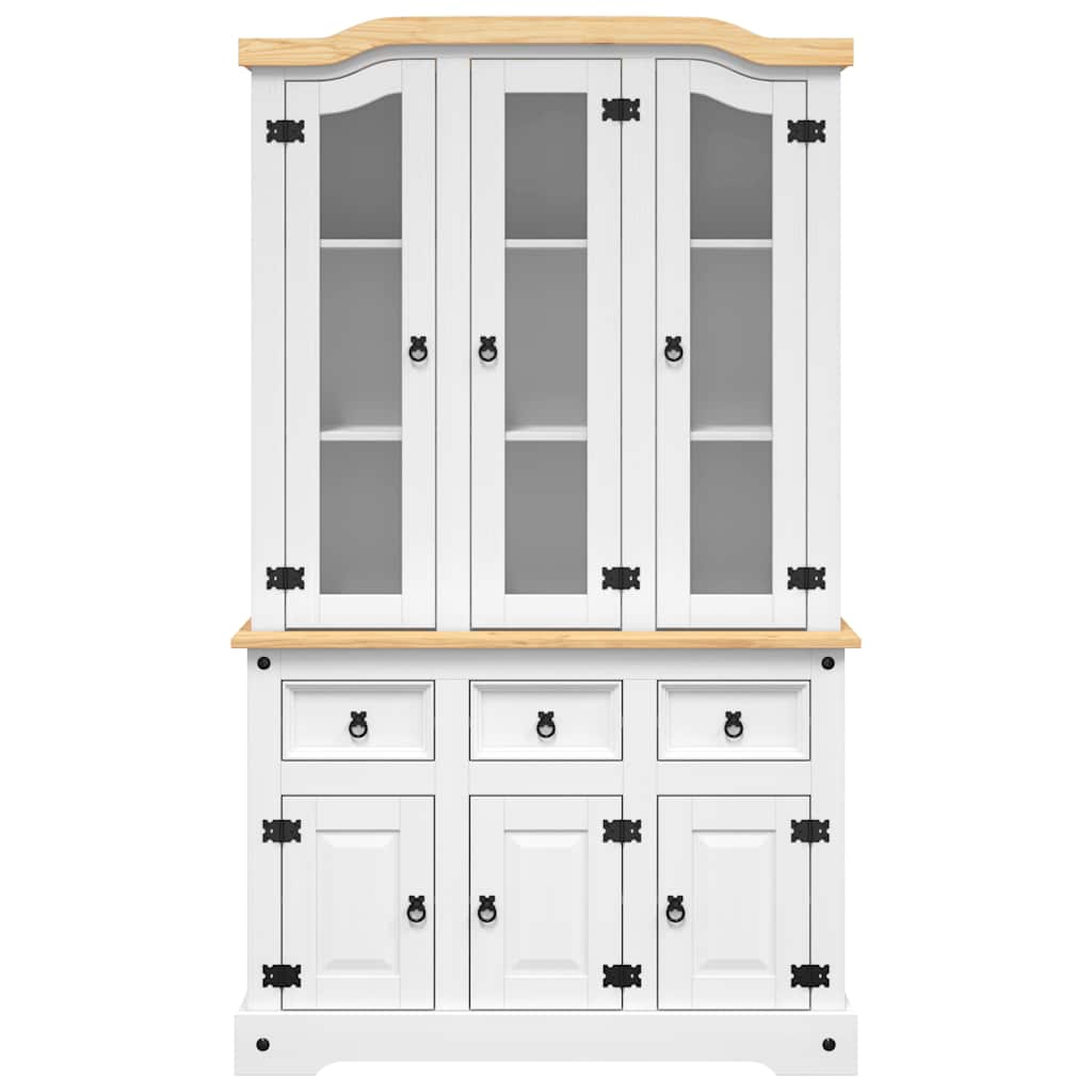 Βιτρίνα Corona Λευκή 112 x 43 x 196 εκ. από Μασίφ Ξύλο Πεύκου
