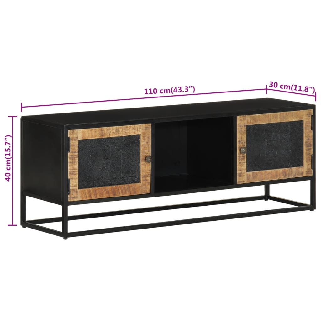 Έπιπλο Τηλεόρασης 110 x 30 x 40 εκ. Μασίφ Ξύλο Μάνγκο & Σίδηρος - Pakobazaar