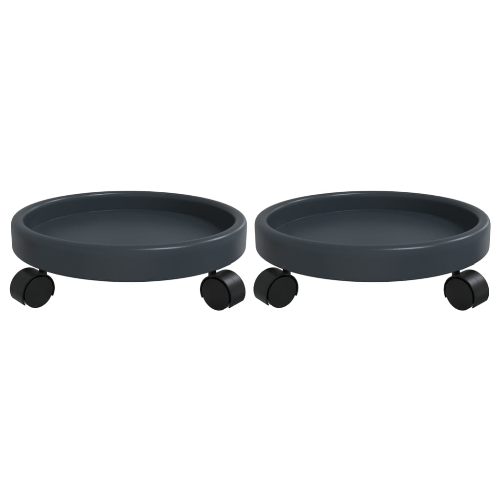 Βάσεις Γλάστρας με Ρόδες 2 τεμ. Γκρι  Ø34 εκ. 35 κ. - PAKOBAZAAR