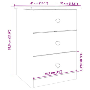 Κομοδίνο ALTA Λευκό 41 x 35 x 55,5 εκ. από Μασίφ Ξύλο Πεύκου - Pakobazaar