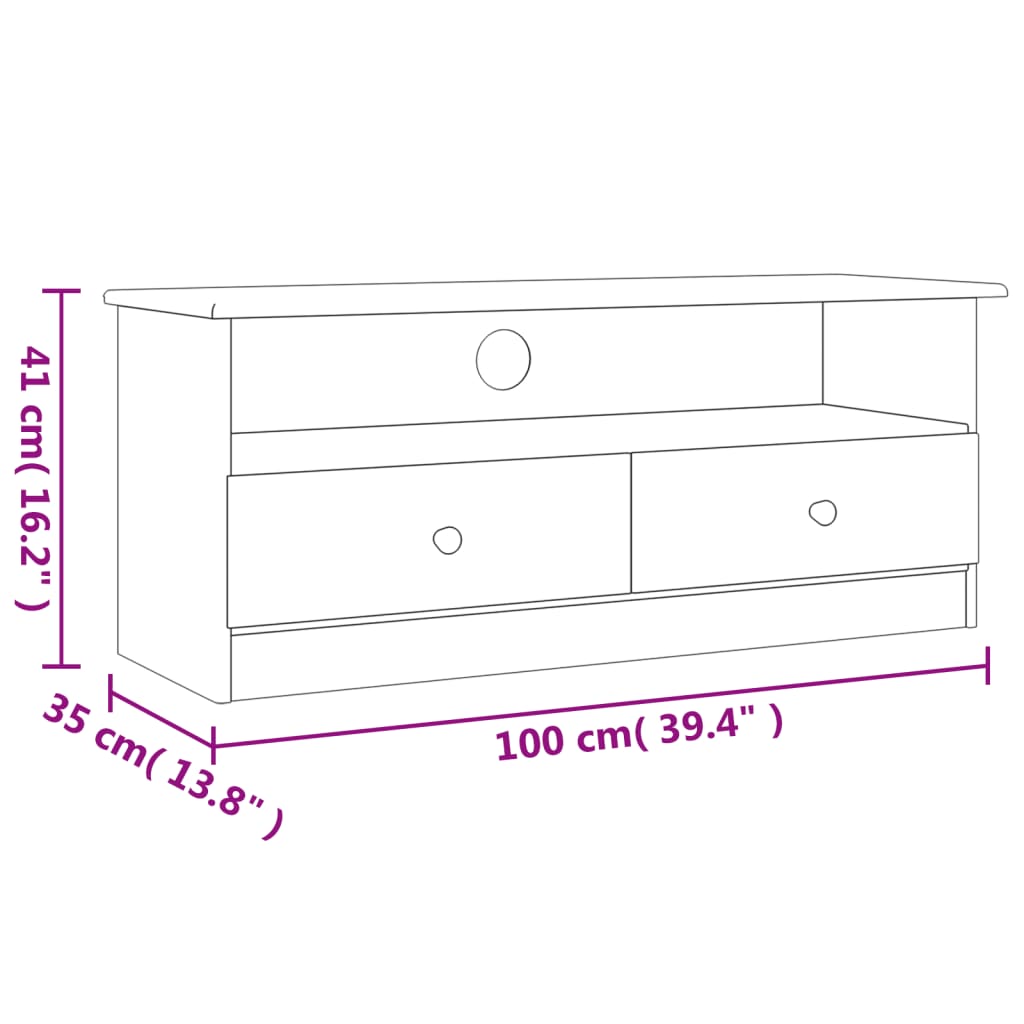 Έπιπλο Τηλεόρασης Συρτάρια ALTA 100x35x41εκ. Μασίφ Ξύλο Πεύκου