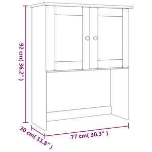 Πάνω Ντουλάπι-Βιτρίνα ALTA Λευκό 77x30x92 εκ. Μασίφ Ξύλο Πεύκου