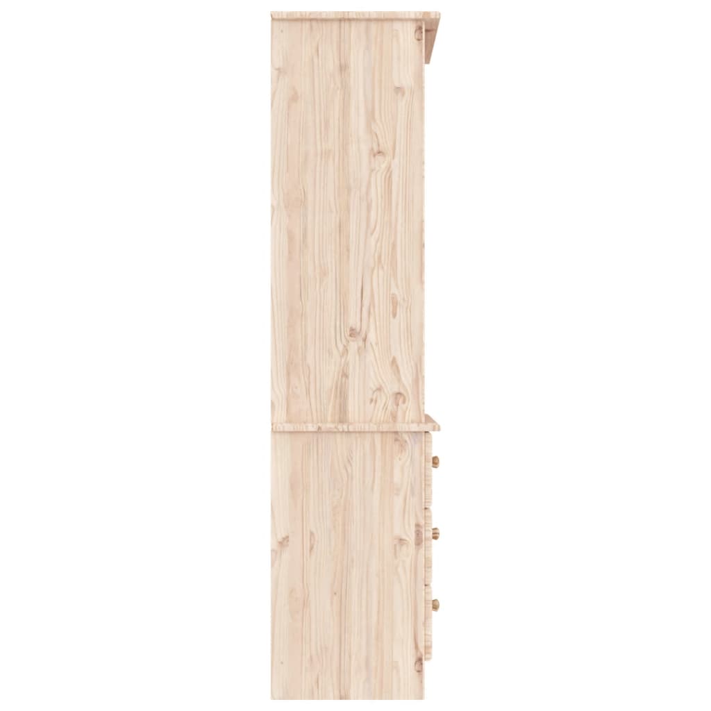 Βιβλιοθήκη με Συρτάρια ALTA 60x35x142 εκ. Μασίφ Ξύλο Πεύκου