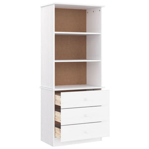 Βιβλιοθήκη με Συρτάρια ALTA Λευκή 60x35x142εκ Μασίφ Ξύλο Πεύκου