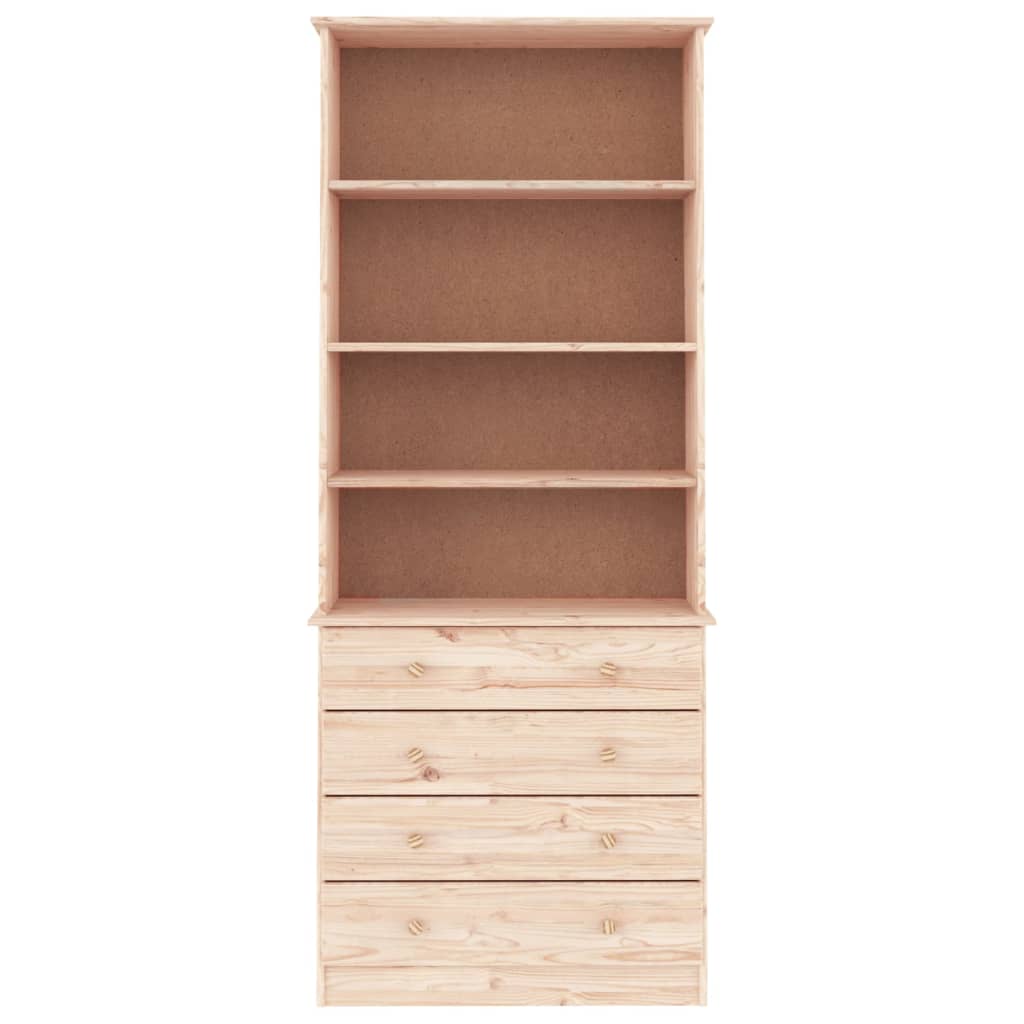 Βιβλιοθήκη με Συρτάρια ALTA 77x35x186,5 εκ. Μασίφ Ξύλο Πεύκου