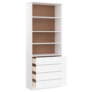 Βιβλιοθήκη με Συρτάρια ALTA Λευκή 77x35x186,5 εκ. Μασίφ Πεύκο