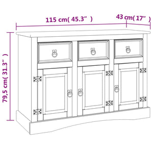 Μπουφές Corona 115x43x79,5 εκ. Μασίφ Ξύλο Μεξικάνικου Πεύκου