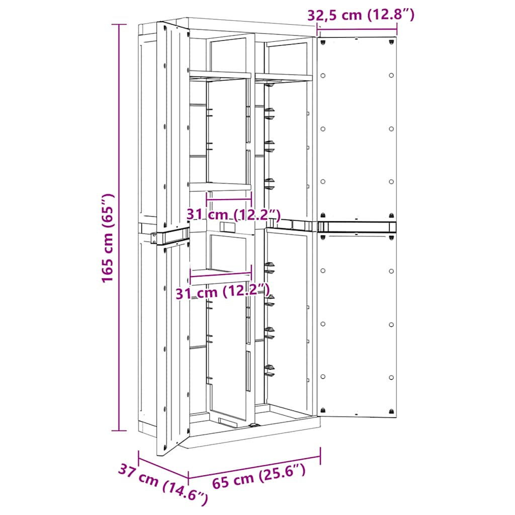 Ντουλάπι Αποθ. Εξ. Χώρου Γκρι/Μαύρο 65x37x165εκ. Πολυπροπυλένιο - Pakobazaar