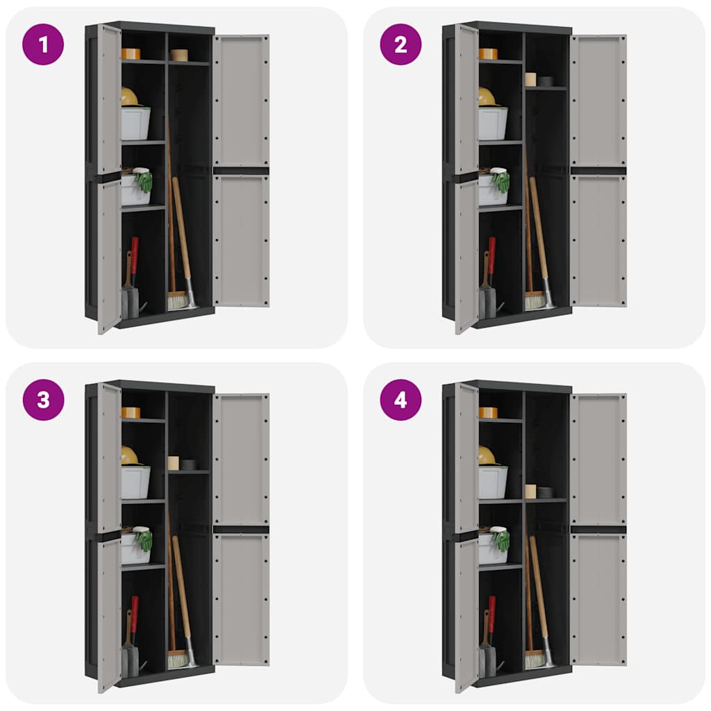 Ντουλάπι Αποθ. Εξ. Χώρου Γκρι/Μαύρο 65x37x165εκ. Πολυπροπυλένιο - Pakobazaar