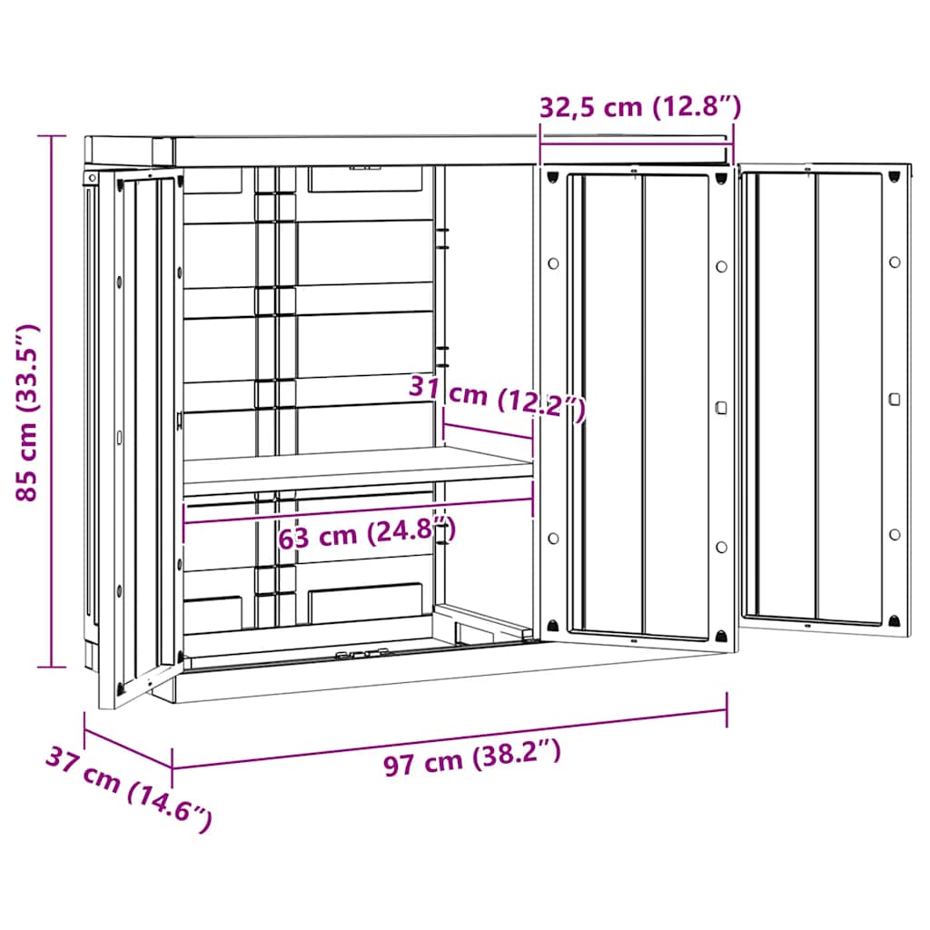 Ντουλάπι Αποθ. Εξ. Χώρου Γκρι/Μαύρο 97x37x85 εκ. Πολυπροπυλένιο