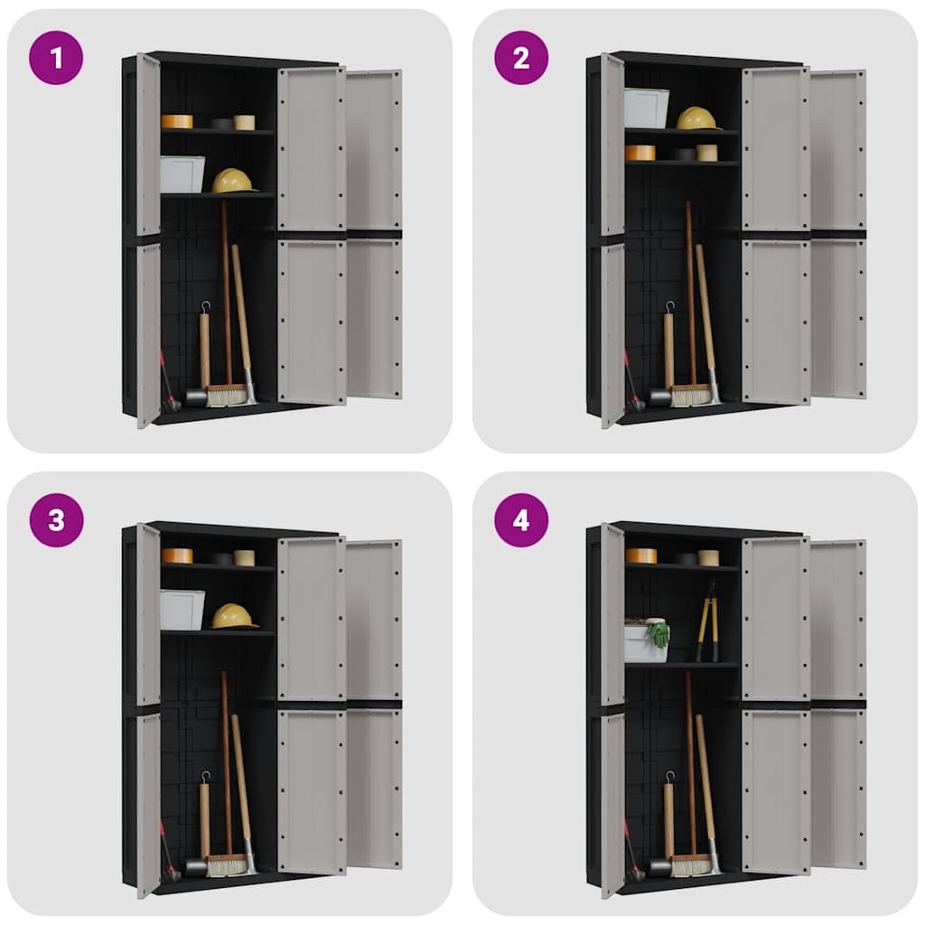 Ντουλάπι Αποθ. Εξ. Χώρου Γκρι/Μαύρο 97x37x165εκ. Πολυπροπυλένιο