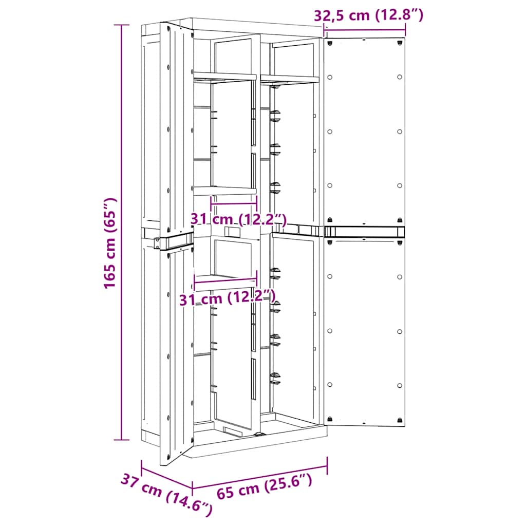 Ντουλάπι Αποθ. Εξ. Χώρου Μαύρο 65x37x165εκ. Πολυπροπυλένιο - Pakobazaar
