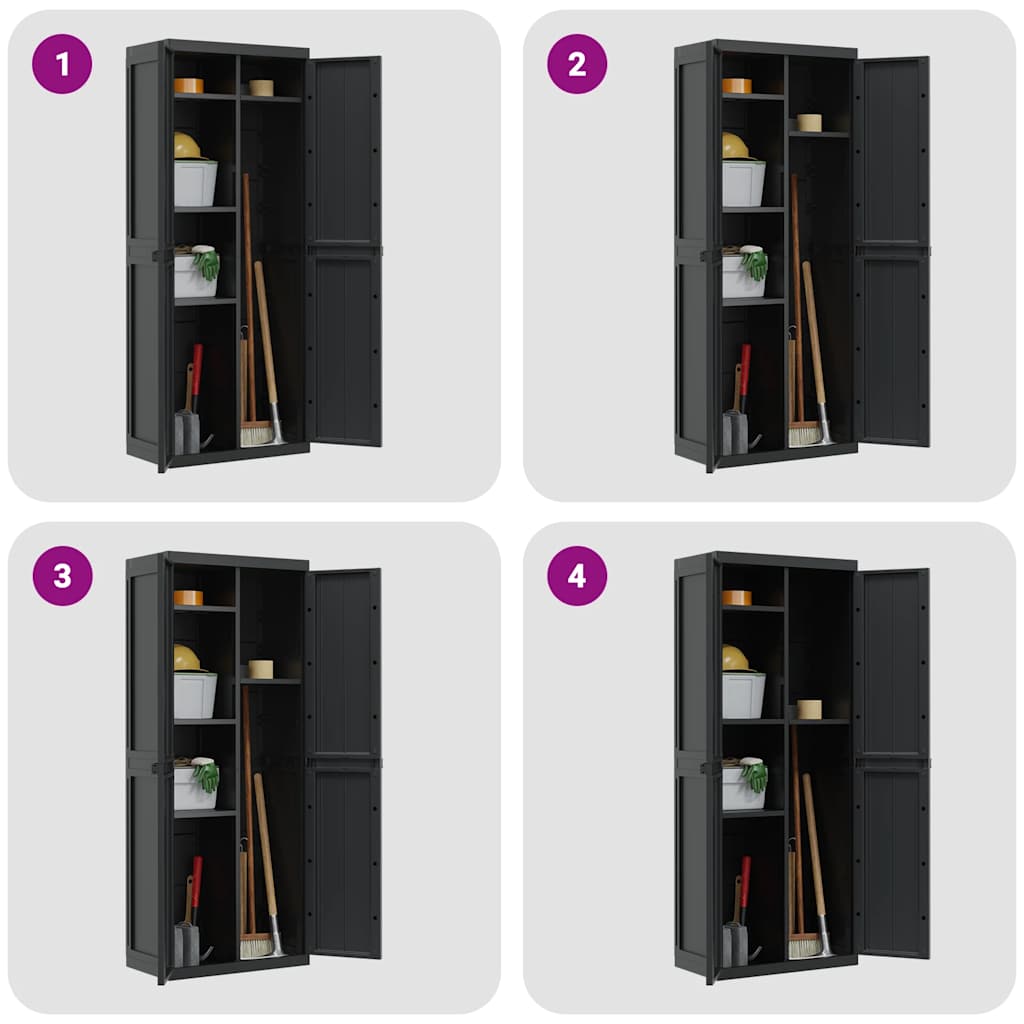 Ντουλάπι Αποθ. Εξ. Χώρου Μαύρο 65x37x165εκ. Πολυπροπυλένιο - Pakobazaar