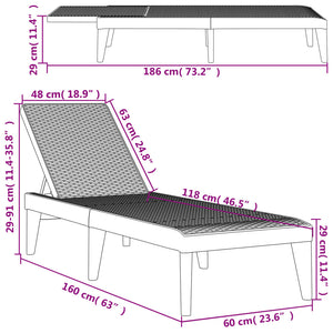 Ξαπλώστρα Λευκή 186 x 60 x 29 από Πολυπροπυλένιο