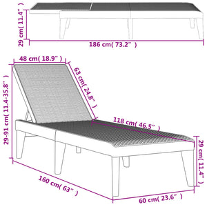 Ξαπλώστρα Ανθρακί 186 x 60 x 29 από Πολυπροπυλένιο