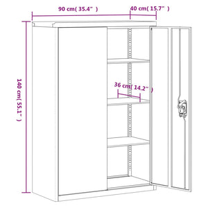Αρχειοθήκη Ανθρακί και Λευκή 90 x 40 x 140 εκ. Ατσάλινη