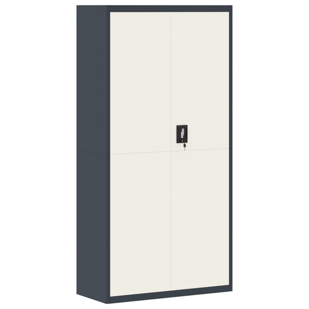 Αρχειοθήκη Ανθρακί και Λευκή 90 x 40 x 180 εκ. Ατσάλινη - Pakobazaar