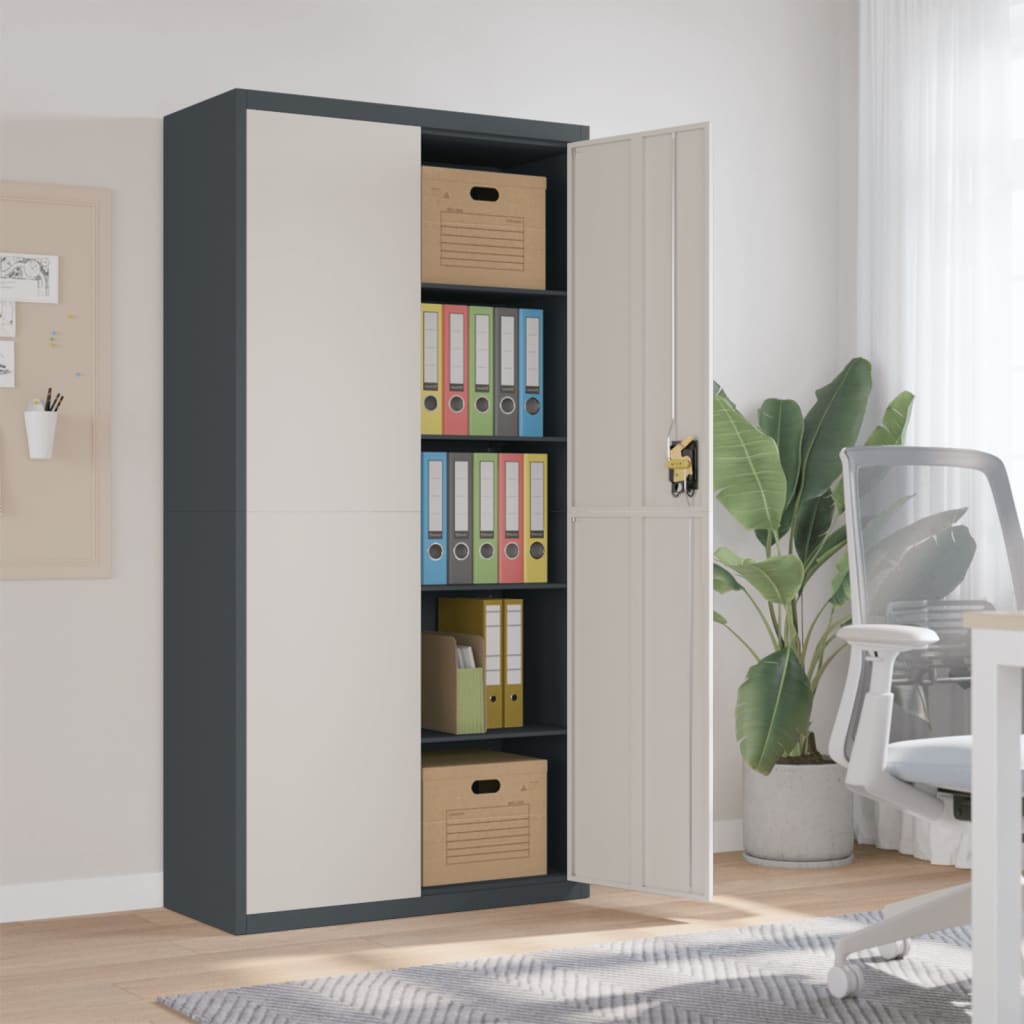 Αρχειοθήκη Ανθρακί και Λευκή 90 x 40 x 180 εκ. Ατσάλινη - Pakobazaar