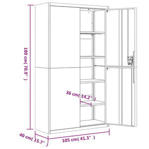Αρχειοθήκη Ανθρακί 105 x 40 x 180 εκ. Ατσάλινη - Pakobazaar
