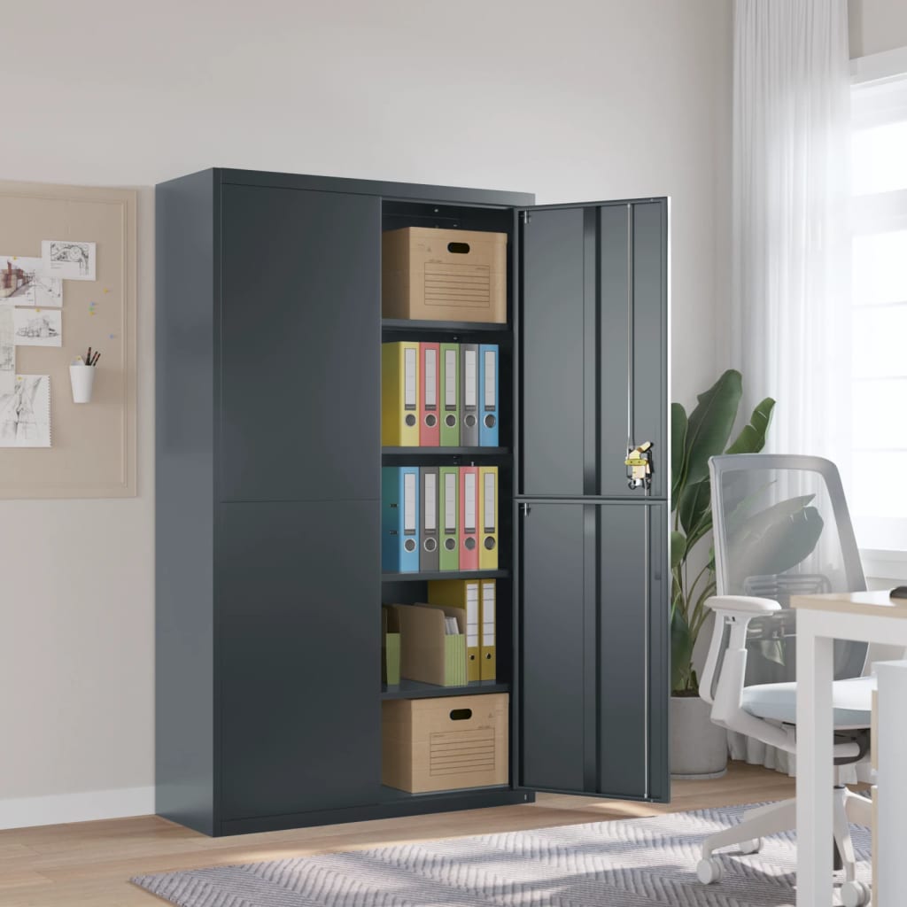 Αρχειοθήκη Ανθρακί 105 x 40 x 180 εκ. Ατσάλινη - Pakobazaar