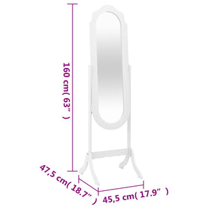 Καθρέπτης Επιδαπέδιος Λευκός 45,5x47,5x160 εκ. Επεξ. Ξύλο