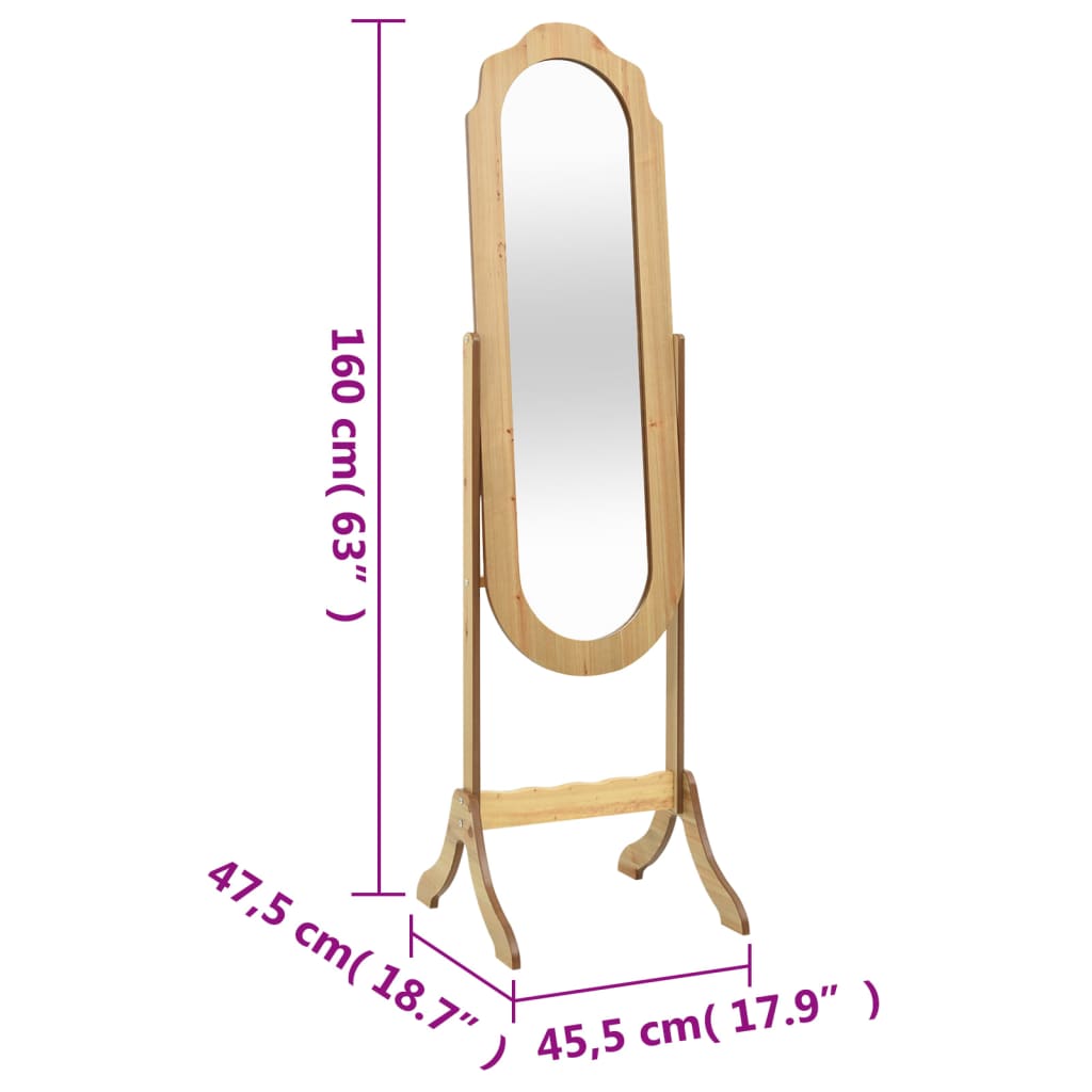 Καθρέπτης Επιδαπέδιος 45,5x47,5x160 εκ. Επεξεργασμένο Ξύλο