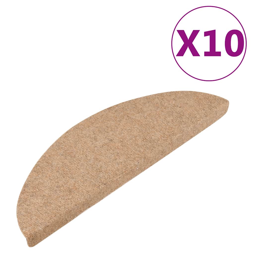 Πατάκια Σκάλας Αυτοκόλλητα 10 τεμ. Μπεζ 56 x 17 x 3 εκ.