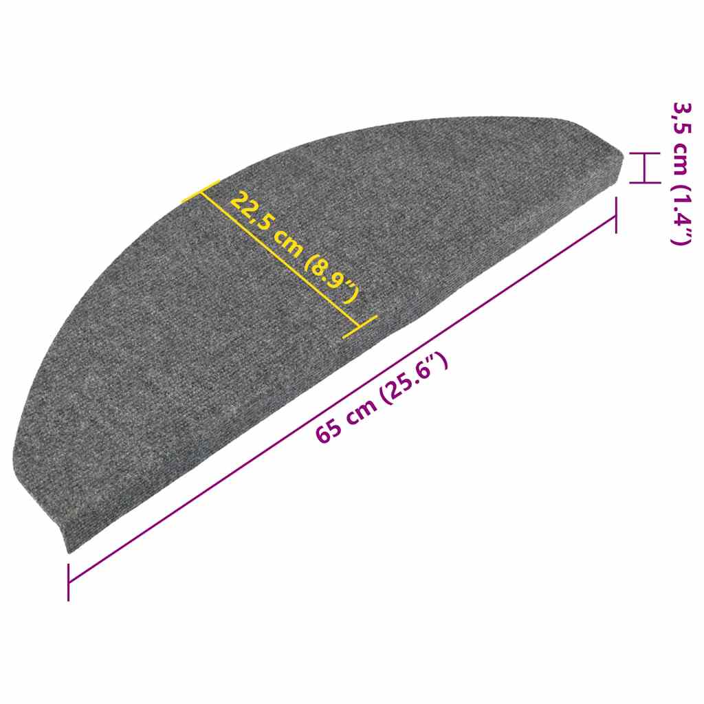 Πατάκια Σκάλας Αυτοκόλλητα 10 τεμ. Γκρι 65 x 22,5 x 3,5 εκ.