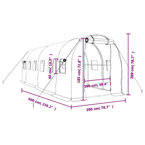 Θερμοκήπιο Πράσινο 12 μ² 6 x 2 x 2 μ. με Ατσάλινο Πλαίσιο