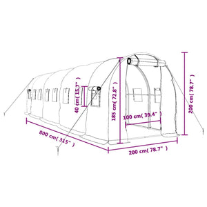Θερμοκήπιο Πράσινο 16 μ² 8 x 2 x 2 μ. με Ατσάλινο Πλαίσιο