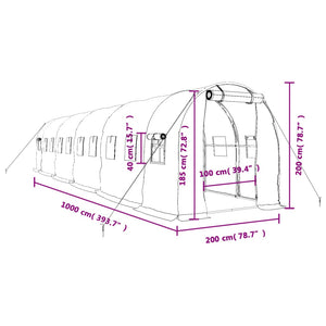 Θερμοκήπιο με Ατσάλινο Πλαίσιο Λευκό 20 μ² 10 x 2 x 2 μ.