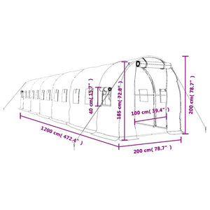 Θερμοκήπιο με Ατσάλινο Πλαίσιο Λευκό 24 μ² 12 x 2 x 2 μ.
