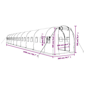 Θερμοκήπιο με Ατσάλινο Πλαίσιο Λευκό 36 μ² 18 x 2 x 2 μ.