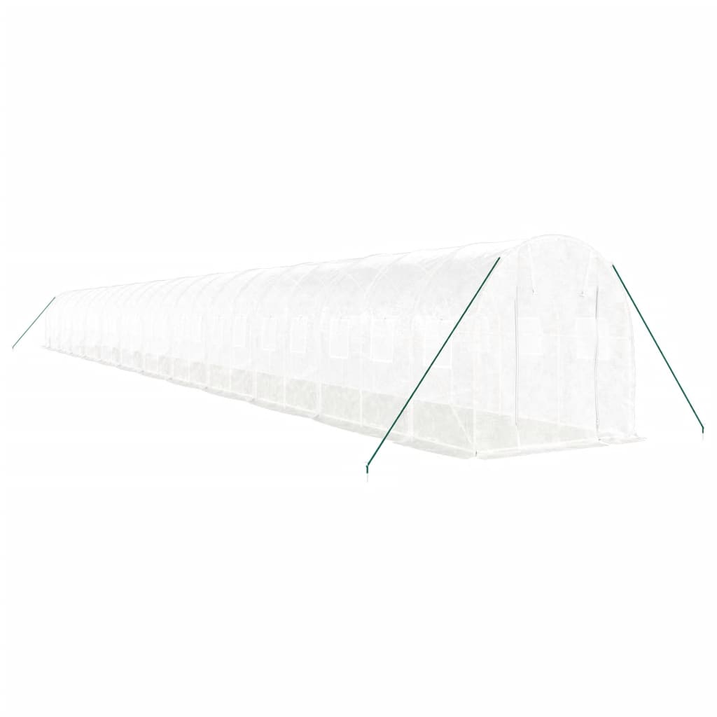 Θερμοκήπιο με Ατσάλινο Πλαίσιο Λευκό 48 μ² 24 x 2 x 2 μ.