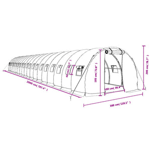 Θερμοκήπιο Πράσινο 60 μ² 20 x 3 x 2 μ. με Ατσάλινο Πλαίσιο - Pakobazaar