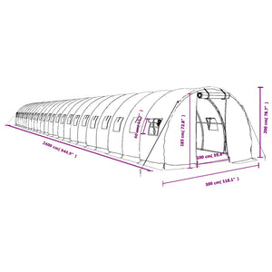 Θερμοκήπιο Πράσινο 72 μ² 24 x 3 x 2 μ. με Ατσάλινο Πλαίσιο