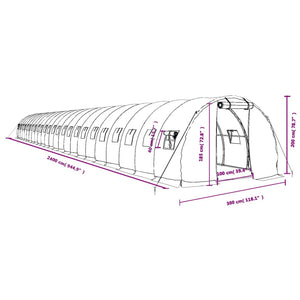 Θερμοκήπιο Λευκό 72 μ² 24 x 3 x 2 μ. με Ατσάλινο Πλαίσιο