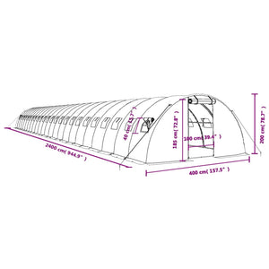 Θερμοκήπιο Λευκό 96 μ² 24 x 4 x 2 μ. με Ατσάλινο Πλαίσιο