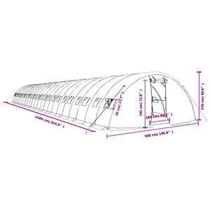 Θερμοκήπιο με Ατσάλινο Πλαίσιο Λευκό 120 μ² 24 x 5 x 2,3 μ.