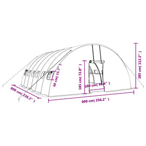 Θερμοκήπιο με Ατσάλινο Πλαίσιο Πράσινο 36 μ² 6 x 6 x 2,85 μ.