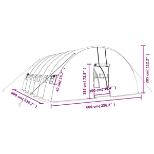 Θερμοκήπιο με Ατσάλινο Πλαίσιο Λευκό 36 μ² 6 x 6 x 2,85 μ.
