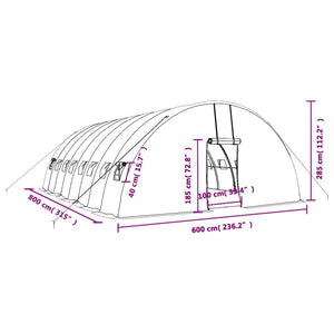 Θερμοκήπιο με Ατσάλινο Πλαίσιο Λευκό 48 μ² 8 x 6 x 2,85 μ.