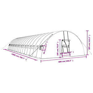 Θερμοκήπιο με Ατσάλινο Πλαίσιο Λευκό 108 μ² 18 x 6 x 2,85 μ.