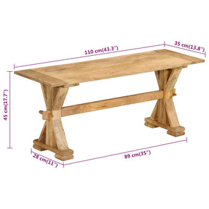 Πάγκος 110 x 35 x 45 εκ. από Μασίφ Ξύλο Μάνγκο - Pakobazaar