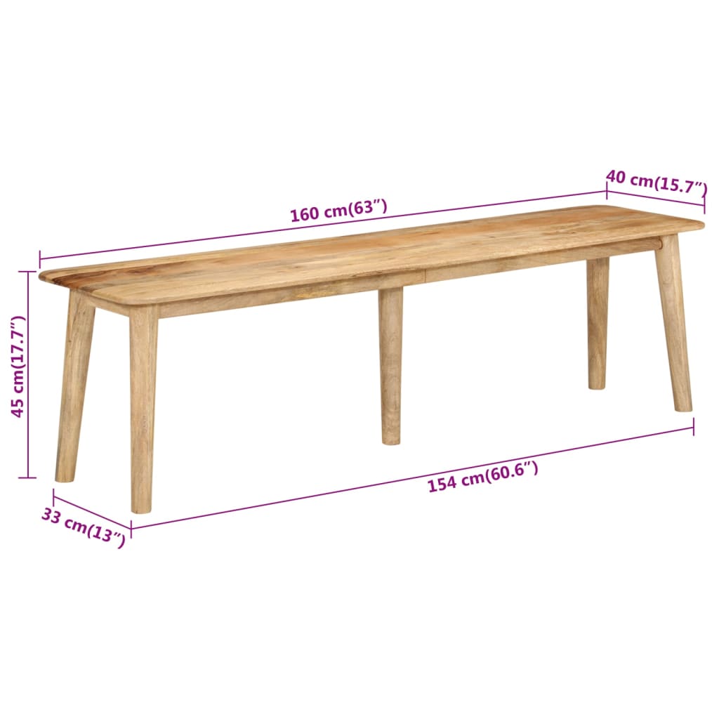 Πάγκος 160 x 40 x 45 εκ. από Μασίφ Ξύλο Μάνγκο - Pakobazaar