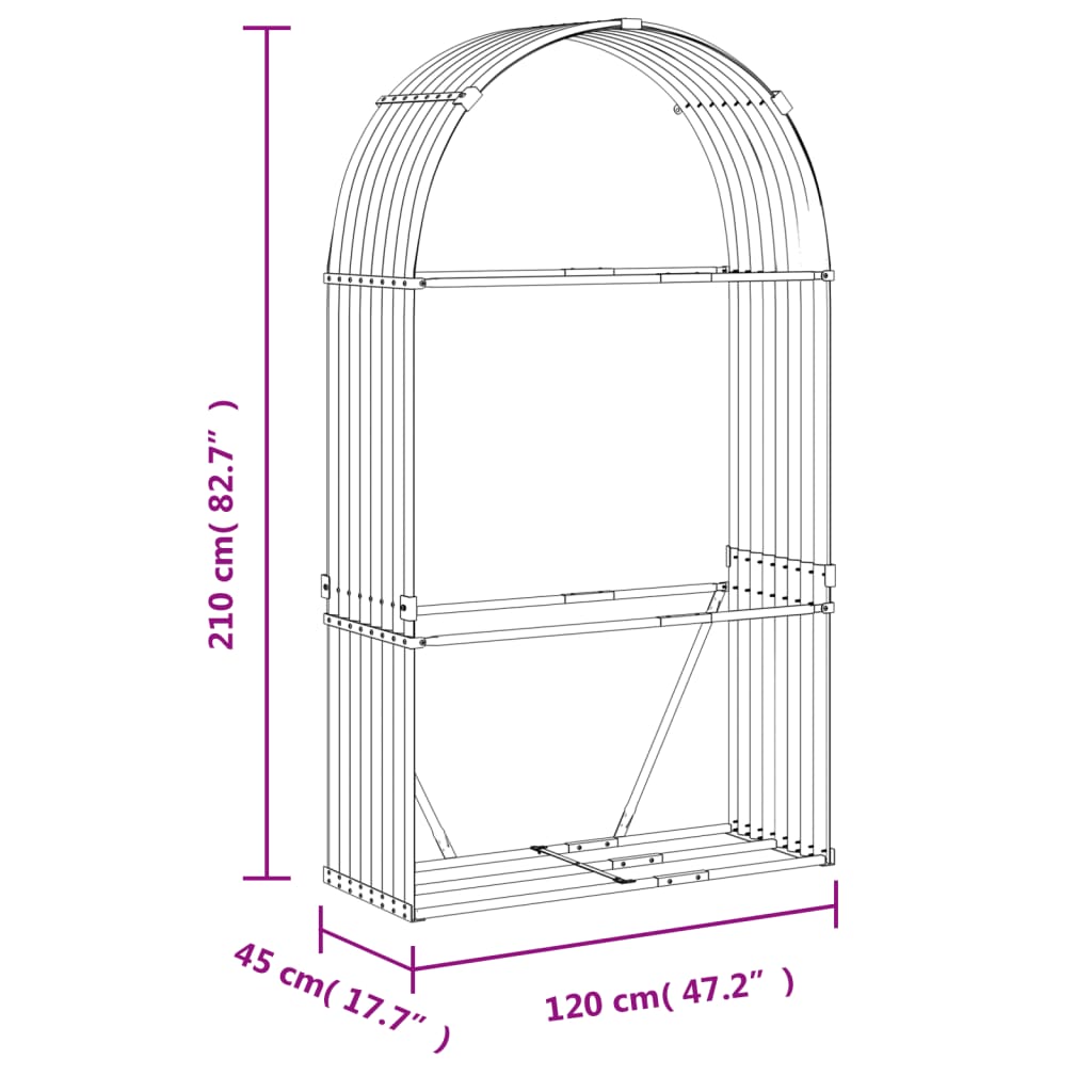 Ξυλοθήκη Πράσινη 120 x 45 x 210 εκ. από Γαλβανισμένο Ατσάλι