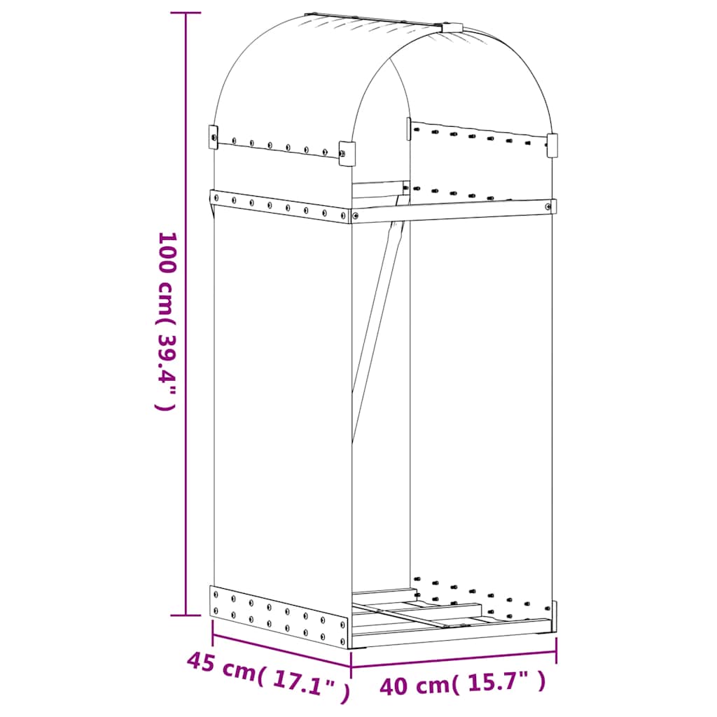 Θήκη Κορμών Ανθρακί 40x45x100 εκ. από Γαλβανισμένο Ατσάλι