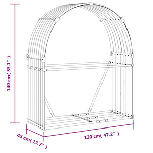 Θήκη Κορμών Ανθρακί 120x45x140 εκ. από Γαλβανισμένο Ατσάλι