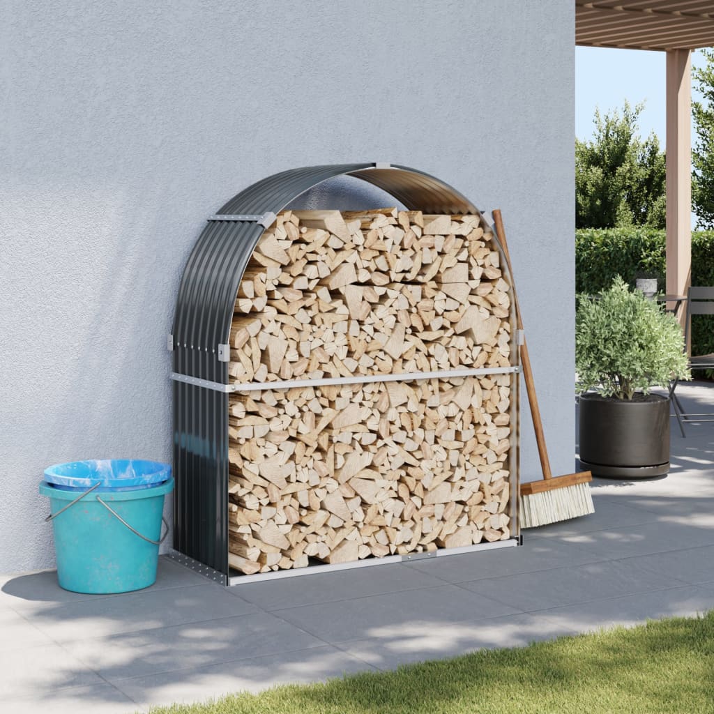Θήκη Κορμών Ανθρακί 120x45x140 εκ. από Γαλβανισμένο Ατσάλι